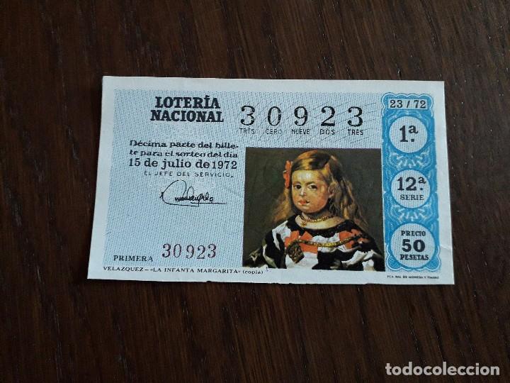 Loter&iacute;a nacional: d&eacute;cimo loter&iacute;a nacional de dia 15-07-72, Vel&aacute;zquez, La infanta Margarita. sorteo 23/72