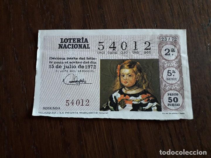 Loter&iacute;a nacional: d&eacute;cimo loter&iacute;a nacional de dia 15-07-72, Vel&aacute;zquez, La infanta Margarita. sorteo 23/72