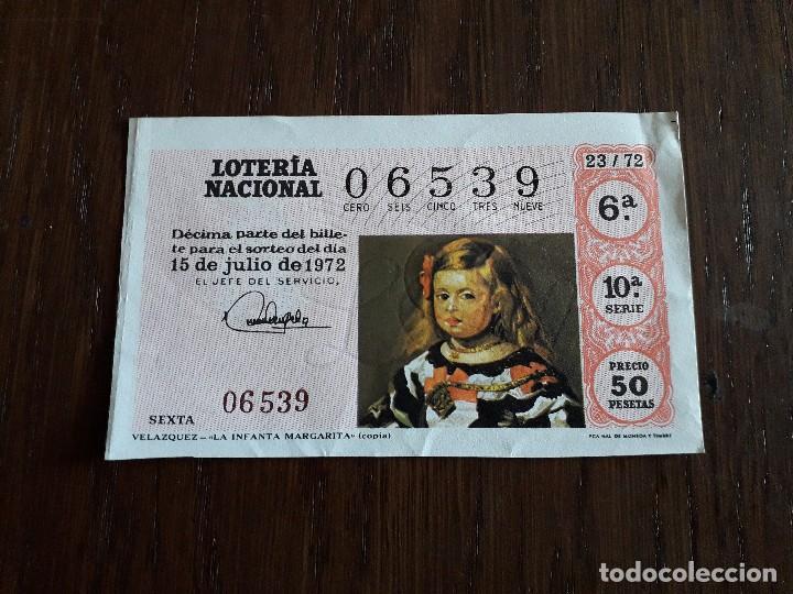 Loter&iacute;a nacional: d&eacute;cimo loter&iacute;a nacional de dia 15-07-72, Vel&aacute;zquez, La infanta Margarita. sorteo 23/72