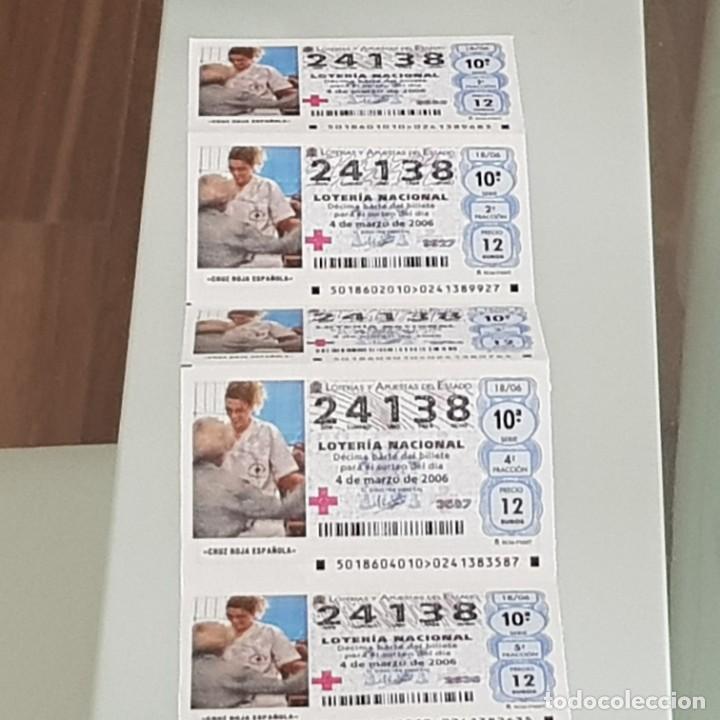 National Spanish Lottery: LOTERIA NACIONAL, MEDIO BILLETE, SORTEO 18/06, 4 MARZO 2006. CRUZ ROJA ESPA&Ntilde;OLA, N&ordm; 24138