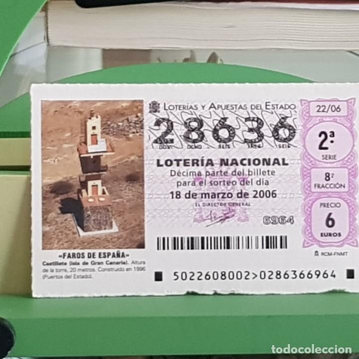 Lotteria Nationale Spagnola: LOTER&Iacute;A NACIONAL, SORTEO 22/06, 18 MARZO 2006, FARO CASTILLETE, ISLA DE GRAN CANARIA, N&ordm; 28636