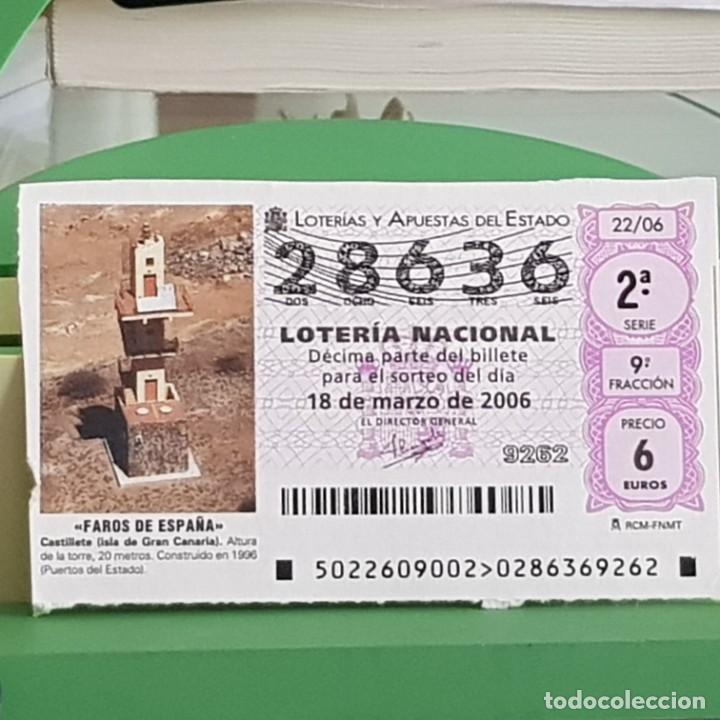 Lotteria Nationale Spagnola: LOTER&Iacute;A NACIONAL, SORTEO 22/06, 18 MARZO 2006, FARO CASTILLETE, ISLA DE GRAN CANARIA, N&ordm; 28636