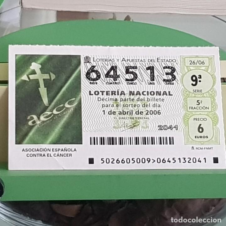 Lotteria Nationale Spagnola: LOTER&Iacute;A, SORTEO 26/06, 1 ABRIL 2006, ASOCIACI&Oacute;N ESPA&Ntilde;OLA CONTRA EL C&Aacute;NCER, N&ordm; 64513,UN POCO ARRUGADO
