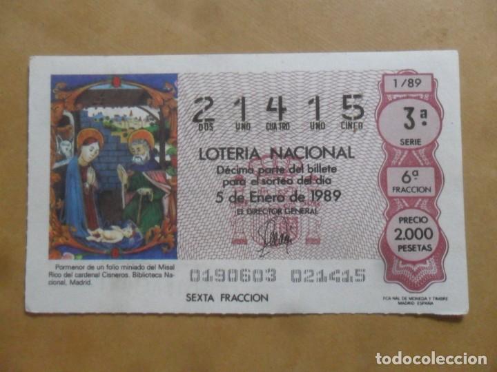 Loter&iacute;a Nacional: DECIMO - N&ordm; 21415 - 5 ENERO 1989 - 1/89 - MISAL RICO DEL CARDENAL CISNEROS