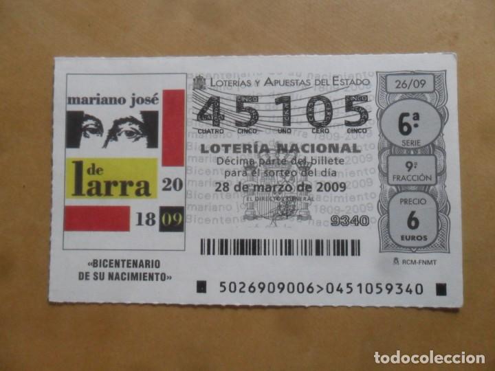 Loter&iacute;a Nacional: DECIMO - N&ordm; 45105 - 28 MARZO 2009 - 26/09 - MARIANO JOSE DE LARRA