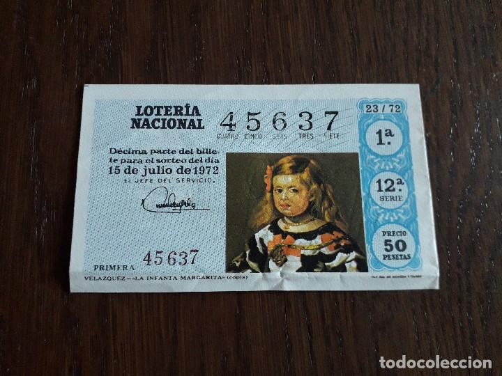 Loter&iacute;a nacional: d&eacute;cimo loter&iacute;a nacional de dia 15-07-72, Vel&aacute;zquez, La infanta Margarita. sorteo 23/72