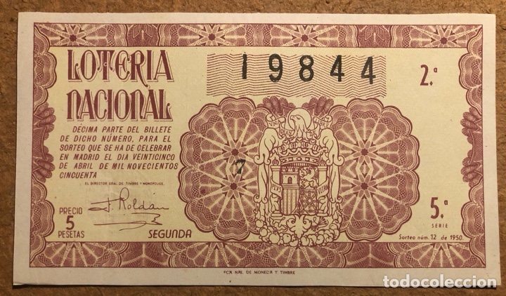 Lotteria Nationale Spagnola: D&Eacute;CIMO DE LOTER&Iacute;A DEL A&Ntilde;O 1950, SORTEO N&deg; 12 DEL 25 DE ABRIL DE 1950.
