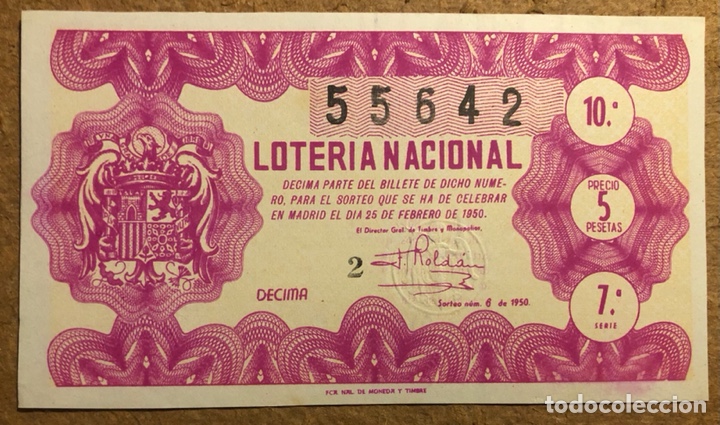 Lotteria Nationale Spagnola: D&Eacute;CIMO DE LOTER&Iacute;A DEL A&Ntilde;O 1950, SORTEO N&deg; 6 DEL 25 DE FEBRERO DE 1950.