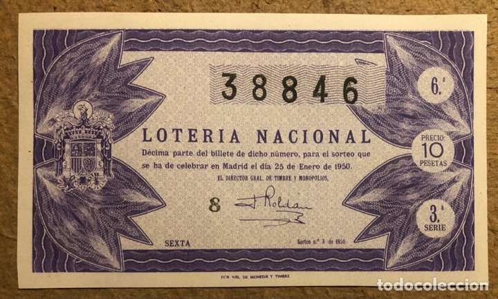 Lotteria Nationale Spagnola: D&Eacute;CIMO DE LOTER&Iacute;A DEL A&Ntilde;O 1950, SORTEO N&deg; 3 DEL 25 DE ENERO DE 1950.