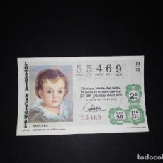 Lotería Nacional: DECIMO DE LOTERIA NACIONAL DE 1972 SORTEO 21