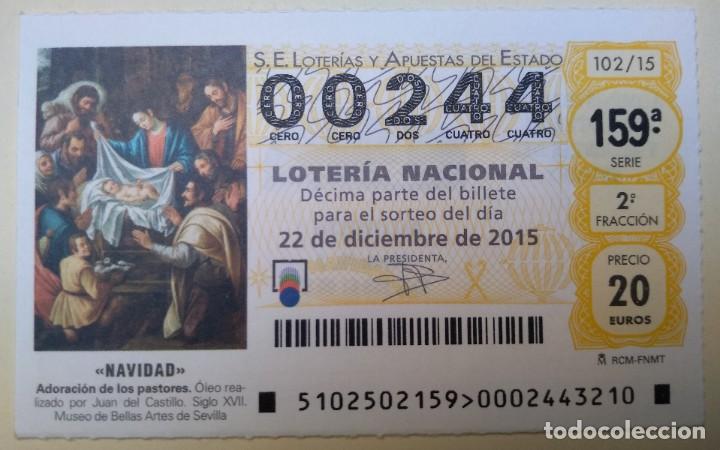 National Spanish Lottery: Loter&iacute;a Nacional, sorteo 102/15, n&uacute;mero 00244, bajo