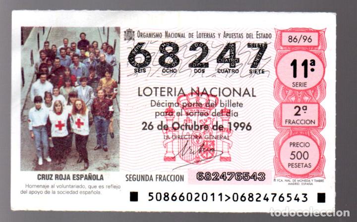 Nationale spanische Lotterie: LOT. NACIONAL - 26 DE OCTUBRE DE 1996 - SORTEO 86 - CRUZ ROJA ESP&Ntilde;OLA -