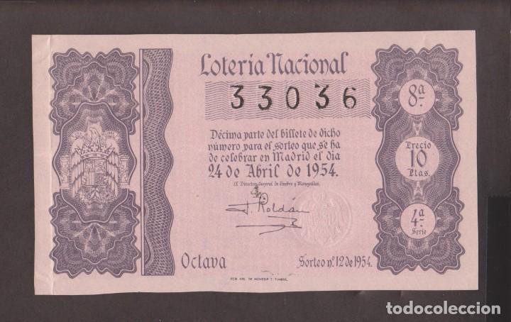National Spanish Lottery: LOTERIA NACIONAL - SORTEO - 12 - 1954 - SERIE 4&ordf; FRACCI&Oacute;N 8&ordf; - ADM,- 29 - BARCELONA