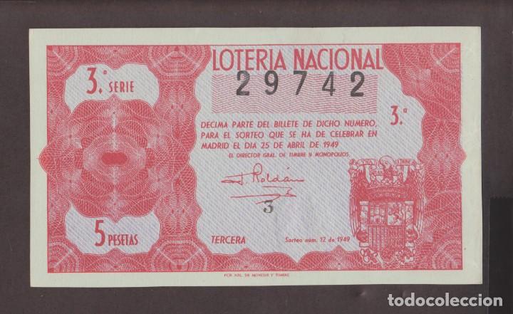 National Spanish Lottery: LOTERIA NACIONAL - SORTEO - 12 - 1949 - SERIE 3&ordf; FRACCI&Oacute;N 3&ordf; - ADM.- 30 - BARCELONA