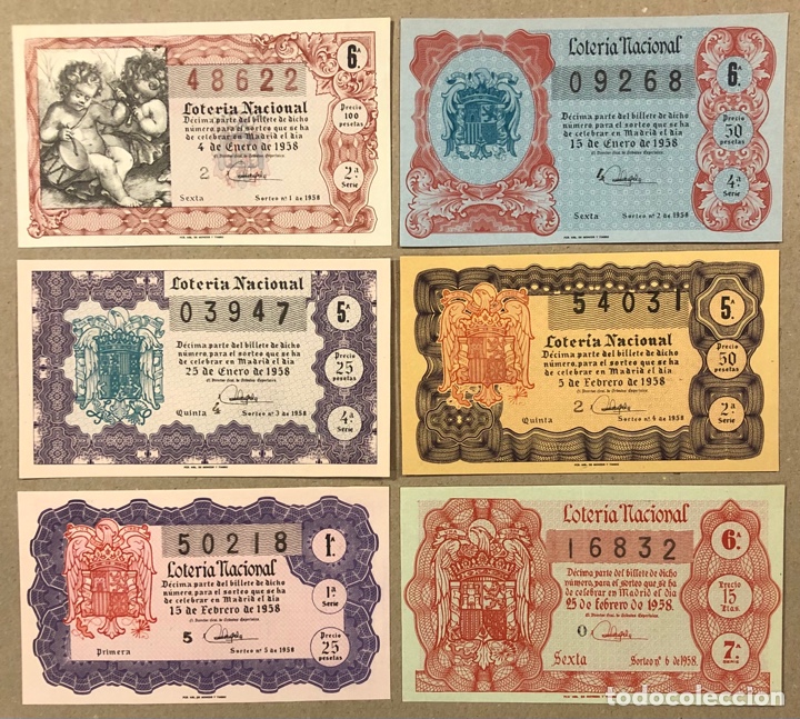 Lotería Nacional: LOTERÍA AÑO 1958 36 DÉCIMOS, TODOS LOS SORTEOS (AÑO COMPLETO). - Foto 2 - 275098808