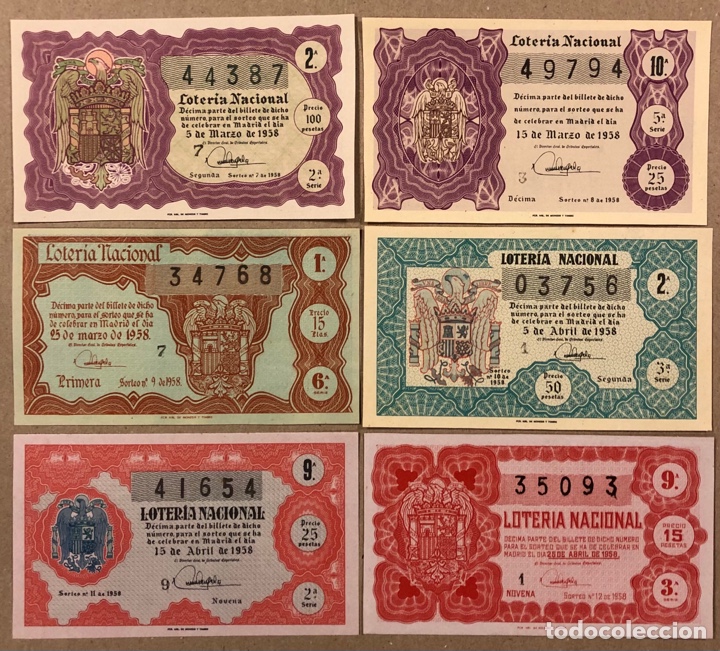 Lotería Nacional: LOTERÍA AÑO 1958 36 DÉCIMOS, TODOS LOS SORTEOS (AÑO COMPLETO). - Foto 4 - 275098808