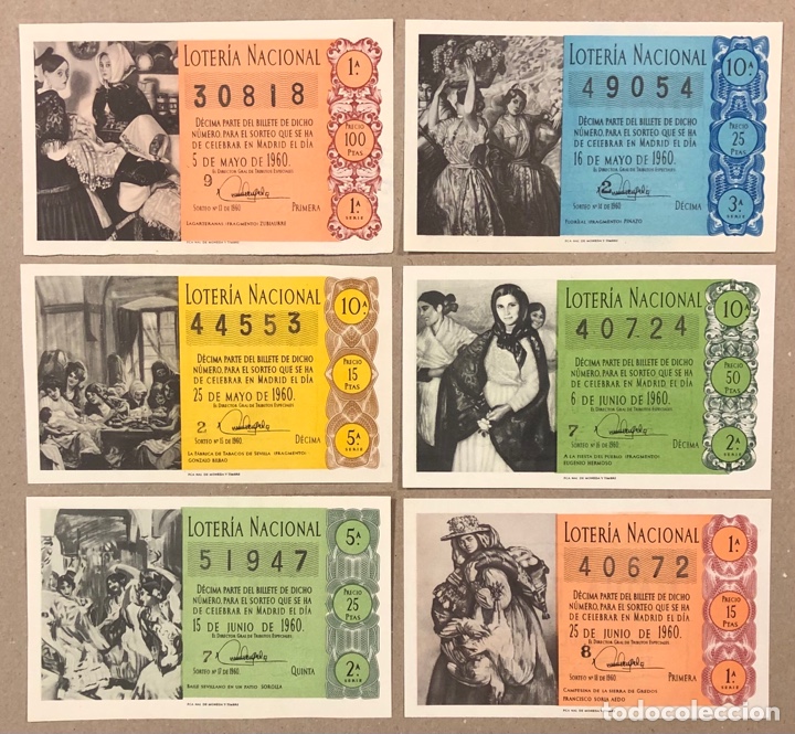 Lotería Nacional: LOTERÍA AÑO 1960 36 DÉCIMOS, TODOS LOS SORTEOS (AÑO COMPLETO). - Foto 6 - 275110258