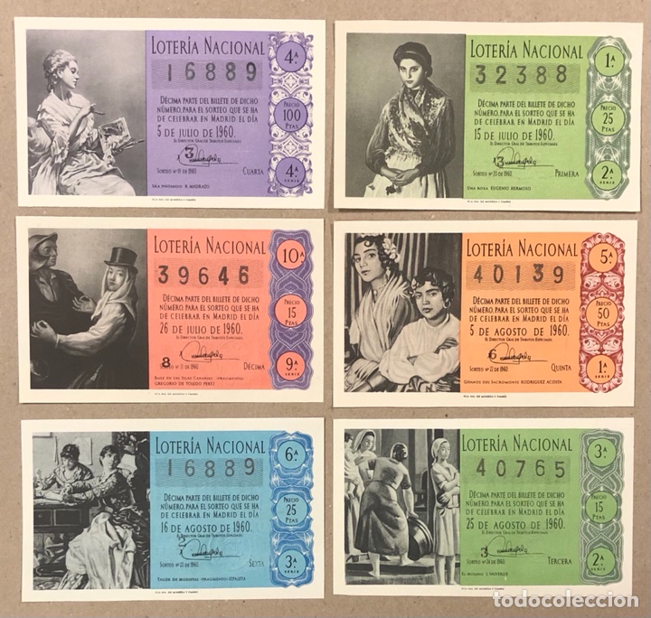 Lotería Nacional: LOTERÍA AÑO 1960 36 DÉCIMOS, TODOS LOS SORTEOS (AÑO COMPLETO). - Foto 8 - 275110258