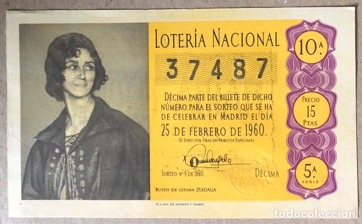 Loterie Nationale: D&Eacute;CIMO DE LOTER&Iacute;A DEL A&Ntilde;O 1960 SORTEO N&deg; 6 DEL 25/2/1960.