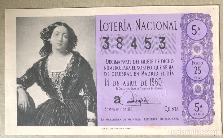 Loterie Nationale: D&Eacute;CIMO DE LOTER&Iacute;A DEL A&Ntilde;O 1960 SORTEO N&deg; 11 DEL 14/4/1960.