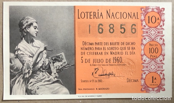 Loterie Nationale: D&Eacute;CIMO DE LOTER&Iacute;A DEL A&Ntilde;O 1960 SORTEO N&deg; 19 DEL 5/7/1960.