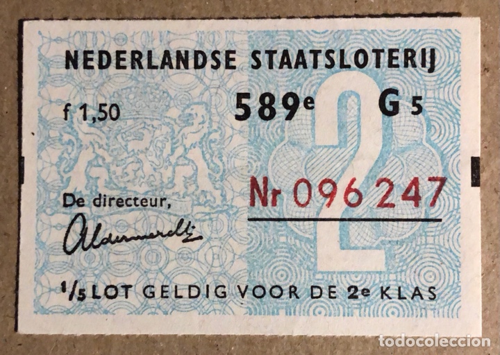 Lotteria Nationale Spagnola: BILLETE DE LOTER&Iacute;A DE HOLANDA PA&Iacute;SES BAJOS DE LOS A&Ntilde;OS 70..