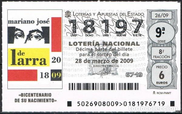 Loter&iacute;a Nacional: [B0245] Espa&ntilde;a 2009, Loter&iacute;a Nacional 'Mariano Jos&eacute; de Larra' (E)