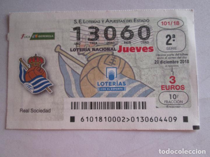 Lotteria Nationale Spagnola: LOTERIA NACIONAL JUEVES - 20 DICIEMBRE 2018 - REAL SOCIEDAD