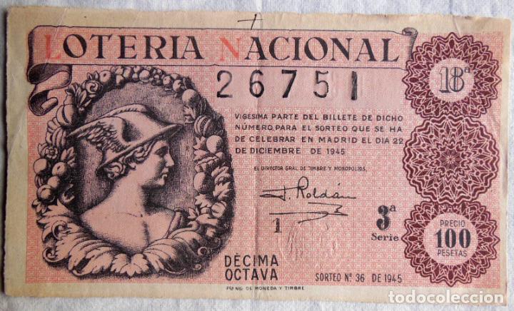 Loter&iacute;a nacional: LOTER&Iacute;A NACIONAL 22 DICIEMBRE 1945, N&uacute;mero 26751