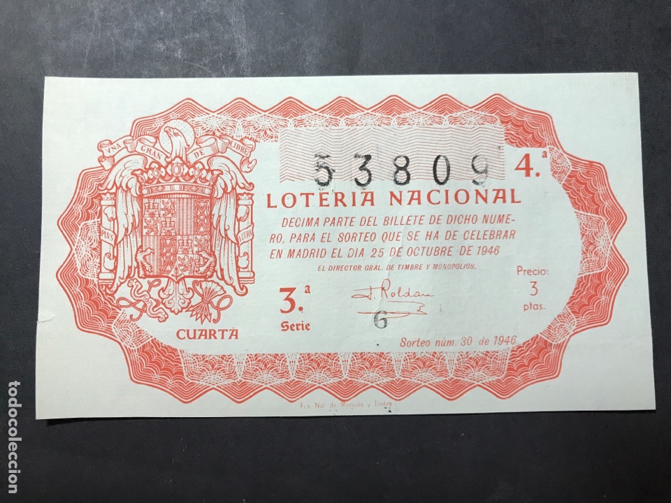 National Spanish Lottery: Loteria A&ntilde;o 1946 sorteo 30