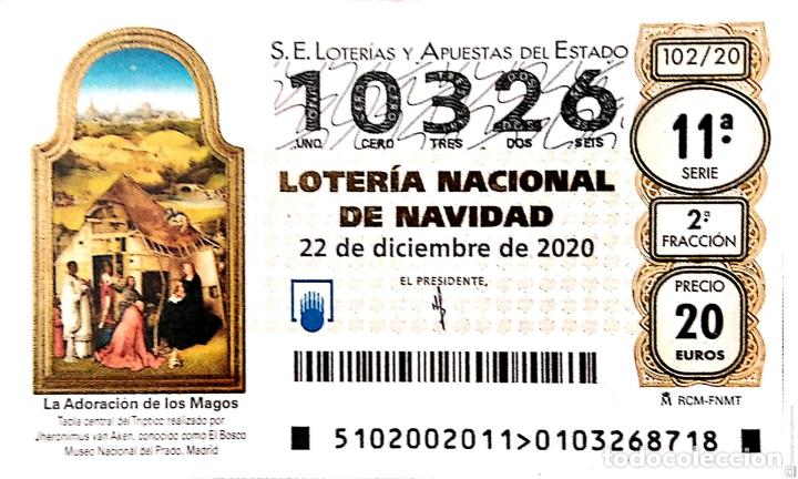 Loter&iacute;a Nacional: Espa&ntilde;a. Loter&iacute;a. 2020. Sorteo: 102 La Adoraci&oacute;n de los Magos del Bosco. Museo del Prado. Fecha: 22 d