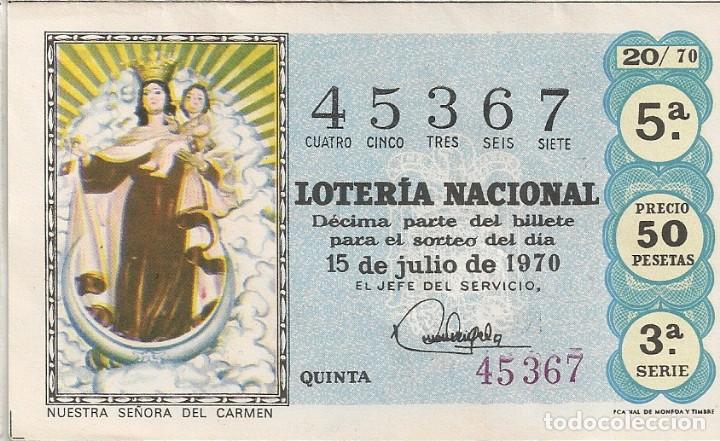 Lotaria Nacional: LOTER&Iacute;A NACIONAL 45367 15 JULIO 1970 SORTEO 20/70