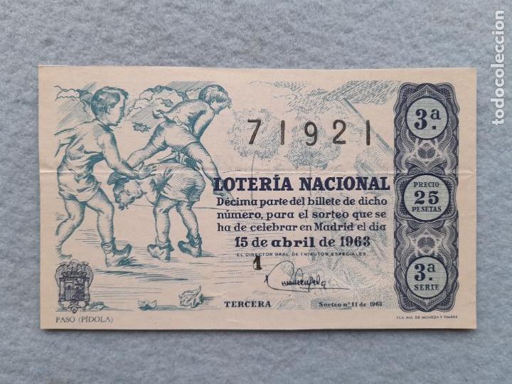 Loter&iacute;a nacional: D&eacute;cimo. Sorteo n&ordm;: 11 de 1963. - Foto 1