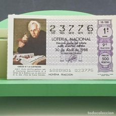Lotería Nacional: LOTERIA NACIONAL, SORTEO 18/88, 30 ABRIL 1988, JOSÉ CELESTINO MUTIS, Nº 23776
