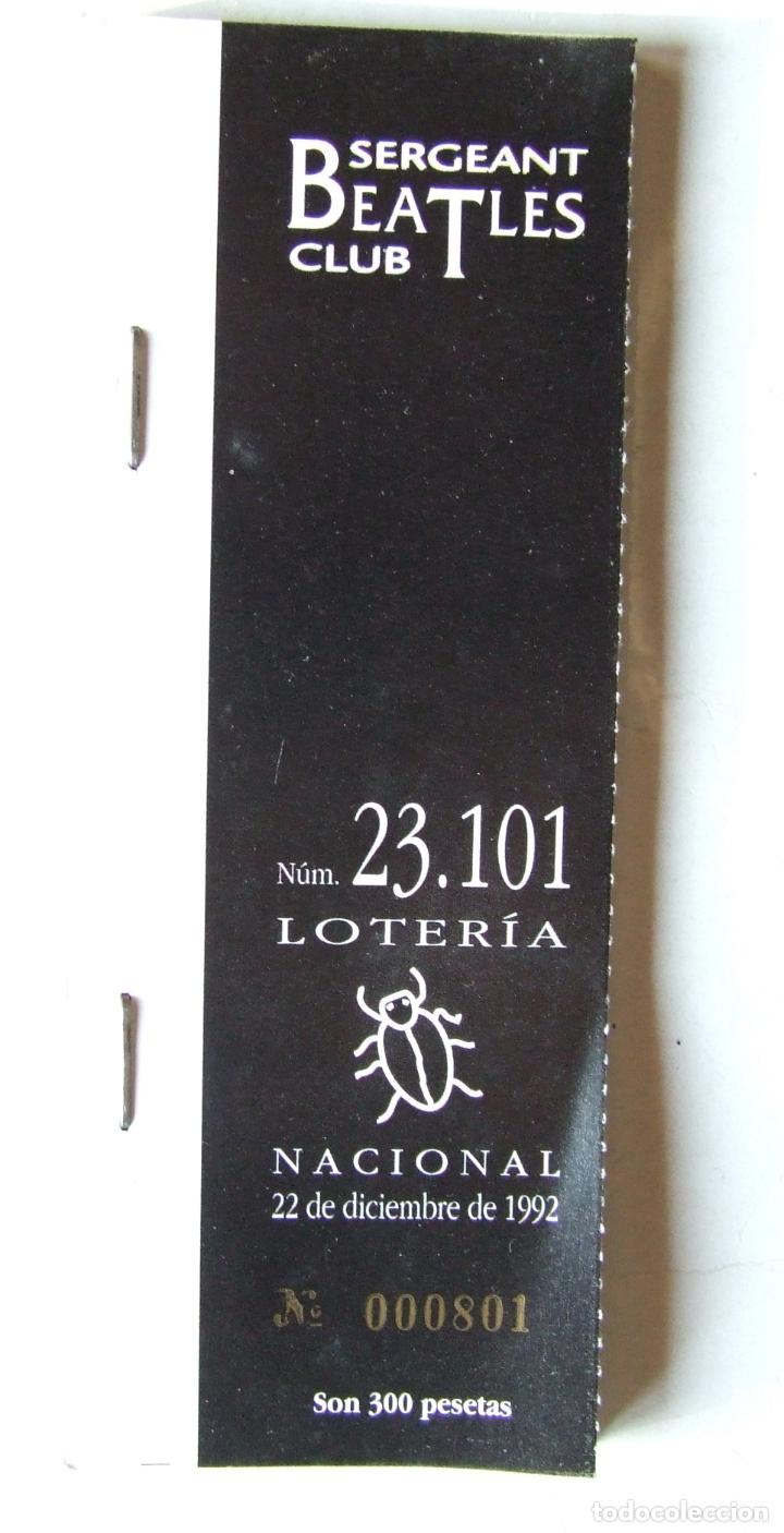 Loter&iacute;a nacional: MATRIZ TALONARIO LOTER&Iacute;A SGT. BEATLES FAN CLUB A&Ntilde;O 1992