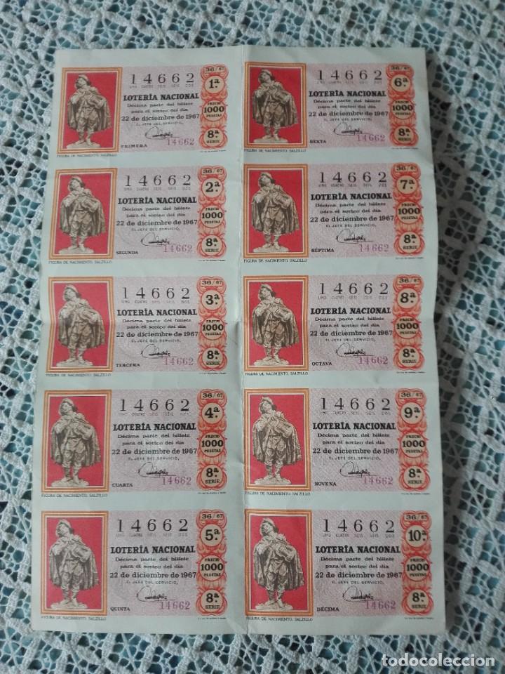 National Spanish Lottery: 10 decimos del 22 de diciembre de 1967 con sello vendido en Ar&eacute;valo