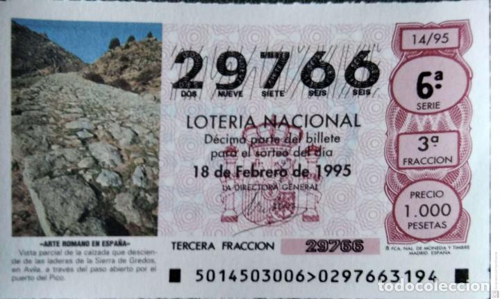 Loter&iacute;a Nacional: Espa&ntilde;a. Loter&iacute;a. 1995. Sorteo: 14 Calzada romana en las laderas de la Sierra de Gredos (&Aacute;vila). Fech