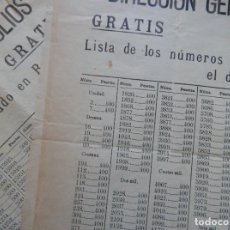 Lotería Nacional: 2 HOJAS DIFERENTES 1938 / DIRECCIÓN GENERAL DE TIMBRE Y MONOPOLIOS - LISTA DE LOS NÚMEROS PREMIADOS. Lote 299393473