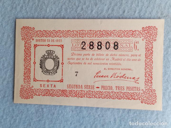 Loter&iacute;a nacional: D&eacute;cimo. Sorteo n&ordm; 25 de 1922. - Foto 1