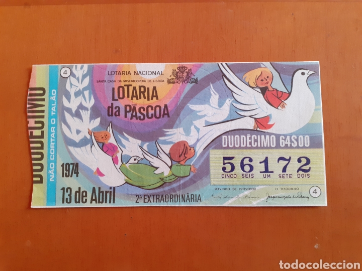 Loter&iacute;a nacional: Loter&iacute;a Portugal 13 abril 1974 segundo sorteo extraordinario