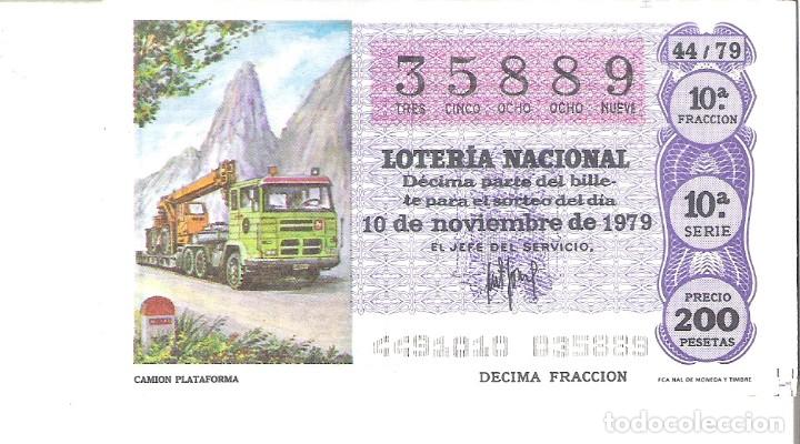 Loter&iacute;a nacional: 1 DECIMO LOTERIA SABADO - 10 NOVIEMBRE 1979 - 44/79 - CAMION PEGASO PLATAFORMA ( COLOR MORADO