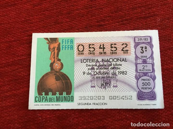 Loter&iacute;a nacional: R16190 DECIMO LOTERIA NACIONAL 05452 (9-10-1982) CARTEL POSTER MUNDIAL FRANCIA 1938