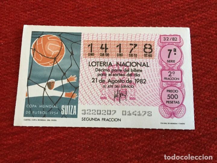 Loter&iacute;a nacional: R16192 DECIMO LOTERIA NACIONAL 14178 (21-8-1982) CARTEL POSTER MUNDIAL SUIZA 1954
