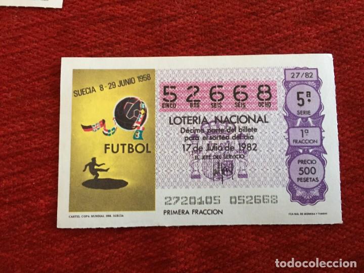 Loter&iacute;a nacional: R16193 DECIMO LOTERIA NACIONAL 52668 (17-7-1982) CARTEL POSTER MUNDIAL SUECIA 1958