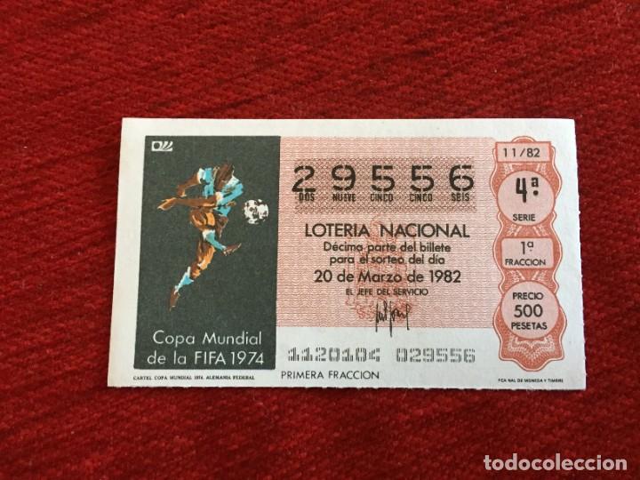Loter&iacute;a nacional: R16197 DECIMO LOTERIA NACIONAL 29556 (20-3-1982) CARTEL POSTER MUNDIAL ALEMANIA 1974