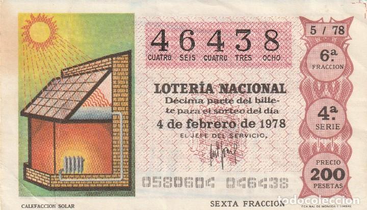 Lotaria Nacional: 1 DECIMO LOTERIA SABADO - 4 FEBRERO 1978 - 5/78 - CALEFACCION SOLAR ( COLOR MARRON