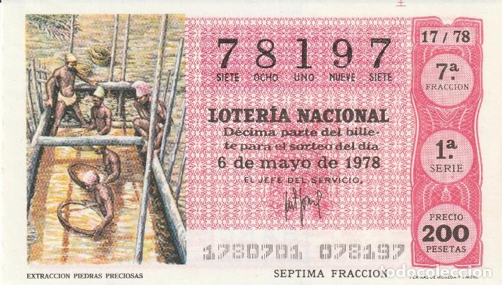 Lotaria Nacional: 1 DECIMO LOTERIA SABADO - 6 MAYO 1978 - 17/78 - EXTRACCION PIEDRAS PRECIOSAS ( COLOR FUCSIA