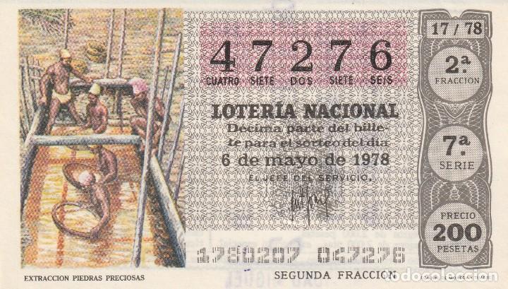 Lotaria Nacional: 1 DECIMO LOTERIA SABADO - 6 MAYO 1978 - 17/78 - EXTRACCION PIEDRAS PRECIOSAS ( COLOR GRIS