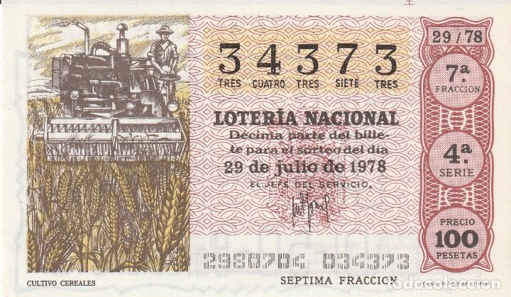 Lotaria Nacional: 1 DECIMO LOTERIA SABADO - 29 JULIO 1978 - 29/78 - CULTIVO CEREALES ( COLOR MARRON
