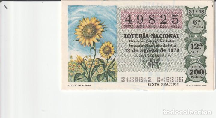 Lotaria Nacional: 1 DECIMO LOTERIA SABADO - 12 AGOSTO 1978 - 31/78 - CULTIVO DE GIRASOL ( COLOR VERDE OSCURO